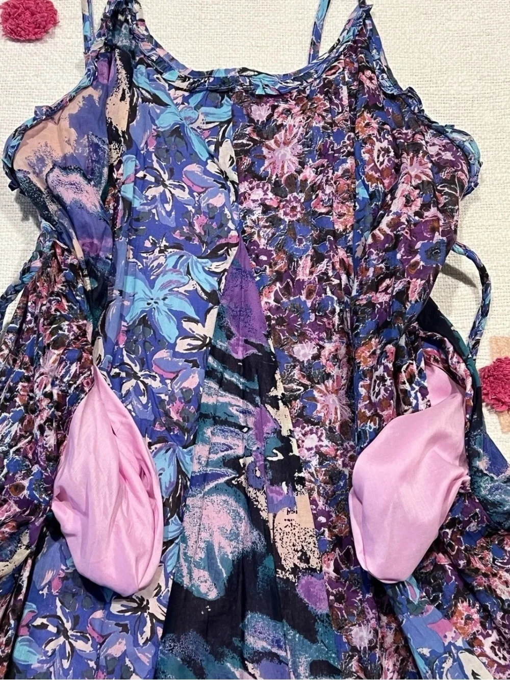 🆕 Free People Moondive Maxi Dress Purple Floral Combo Small Boho Beachy